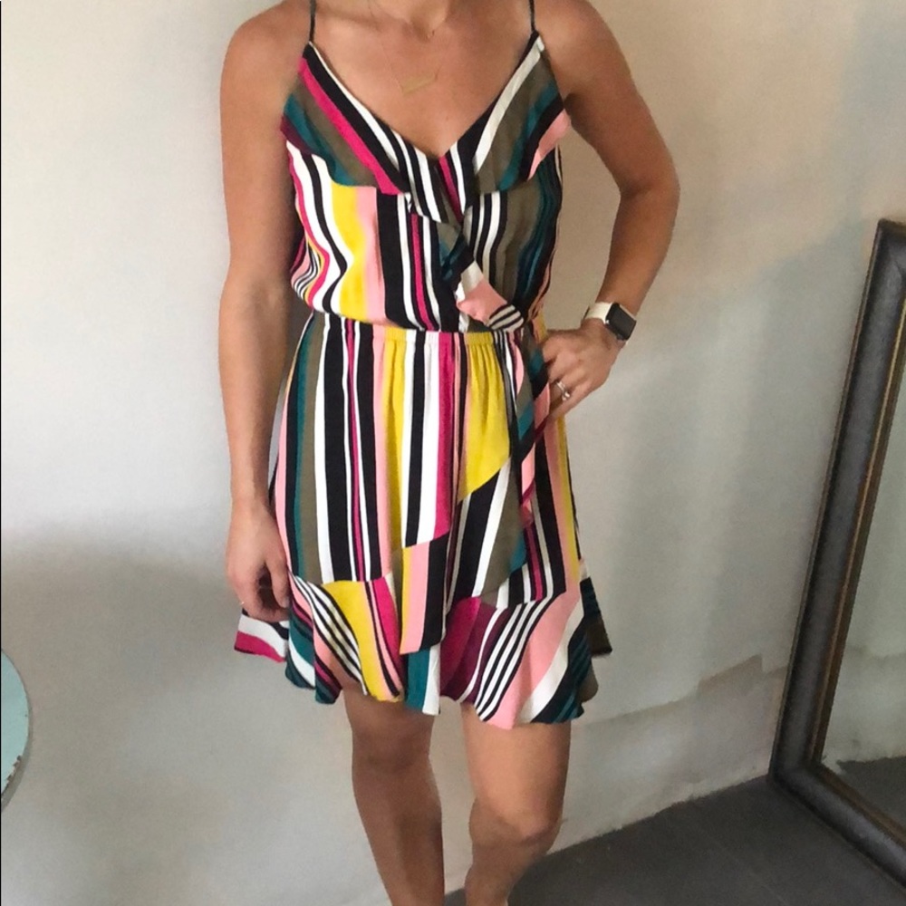 Express multi striped above knee length dress